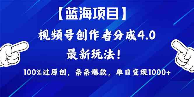 （9777期）2024蓝海项目视频号，最新方法， 100%过原创，条条爆款，单日变现1K+，…-时笙的博客