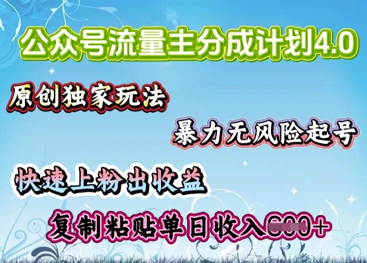 公众号流量主4.0全新稳定版，简单的复制粘贴，短短5分钟，就能轻松搞定一篇文章-时笙的博客