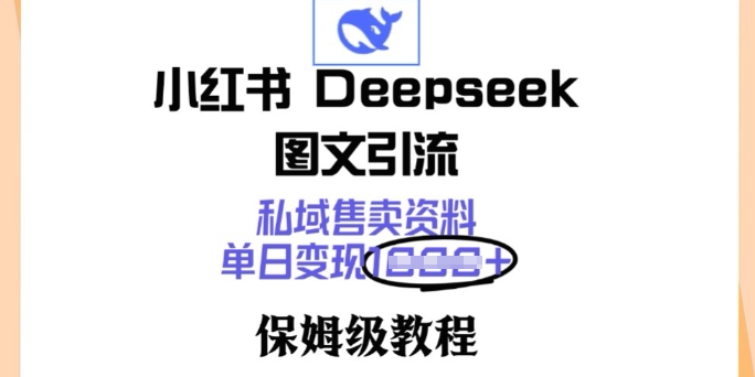 小红书Deepseek图文引流，私域售卖资料，单日变现多张，保姆级教程-时笙的博客