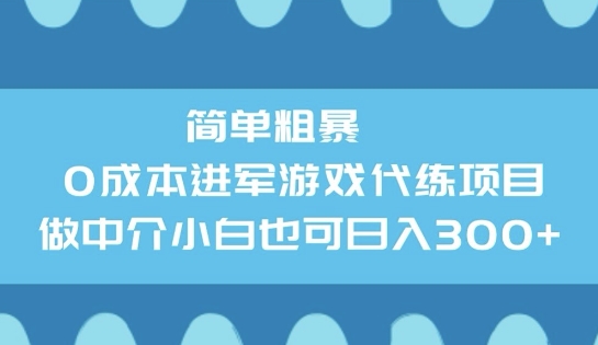 简单粗暴0成本进军游戏代练项目，做中介小白也可日入3张-时笙的博客