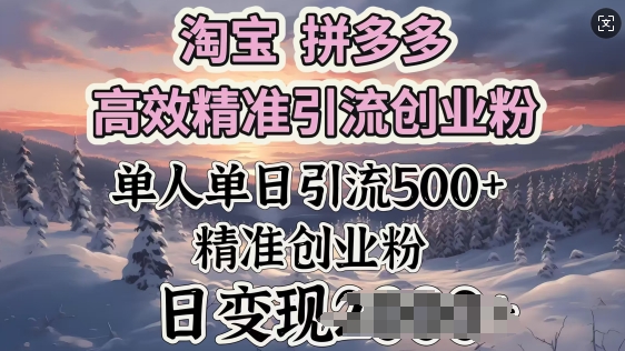 淘宝拼多多高效精准引流创业粉，单人单日引流500+创业粉，日变现多张-时笙的博客