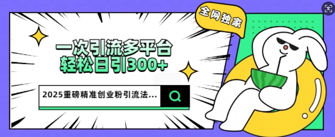 2025重磅全网独家引流法，一次多平台，轻松日引300+精准创业粉-时笙的博客