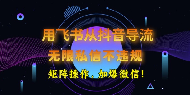 用飞书从抖音导流，无限私信不违规，抖音截流创业粉-时笙的博客