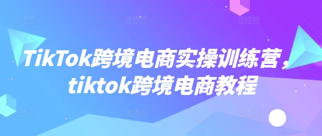 TikTok跨境电商实操训练营，tiktok跨境电商教程-时笙的博客