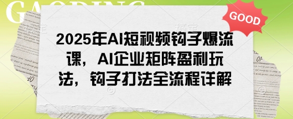 2025年AI短视频钩子爆流课，AI企业矩阵盈利玩法，钩子打法全流程详解-时笙的博客