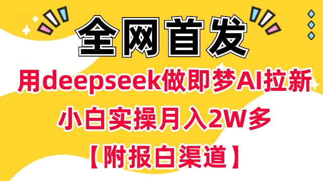 用deepseek做即梦Ai拉新 小白实操月入过W+【附报白渠道】-时笙的博客