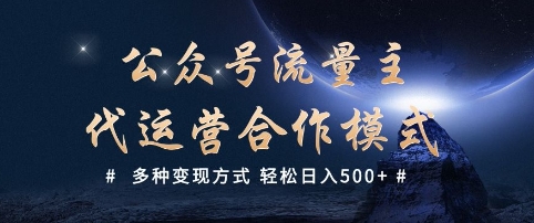 公众号流量主代运营  多种变现方式 轻松日入5张【揭秘】-时笙的博客